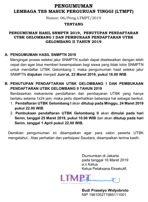 Pengumuman 06/2019